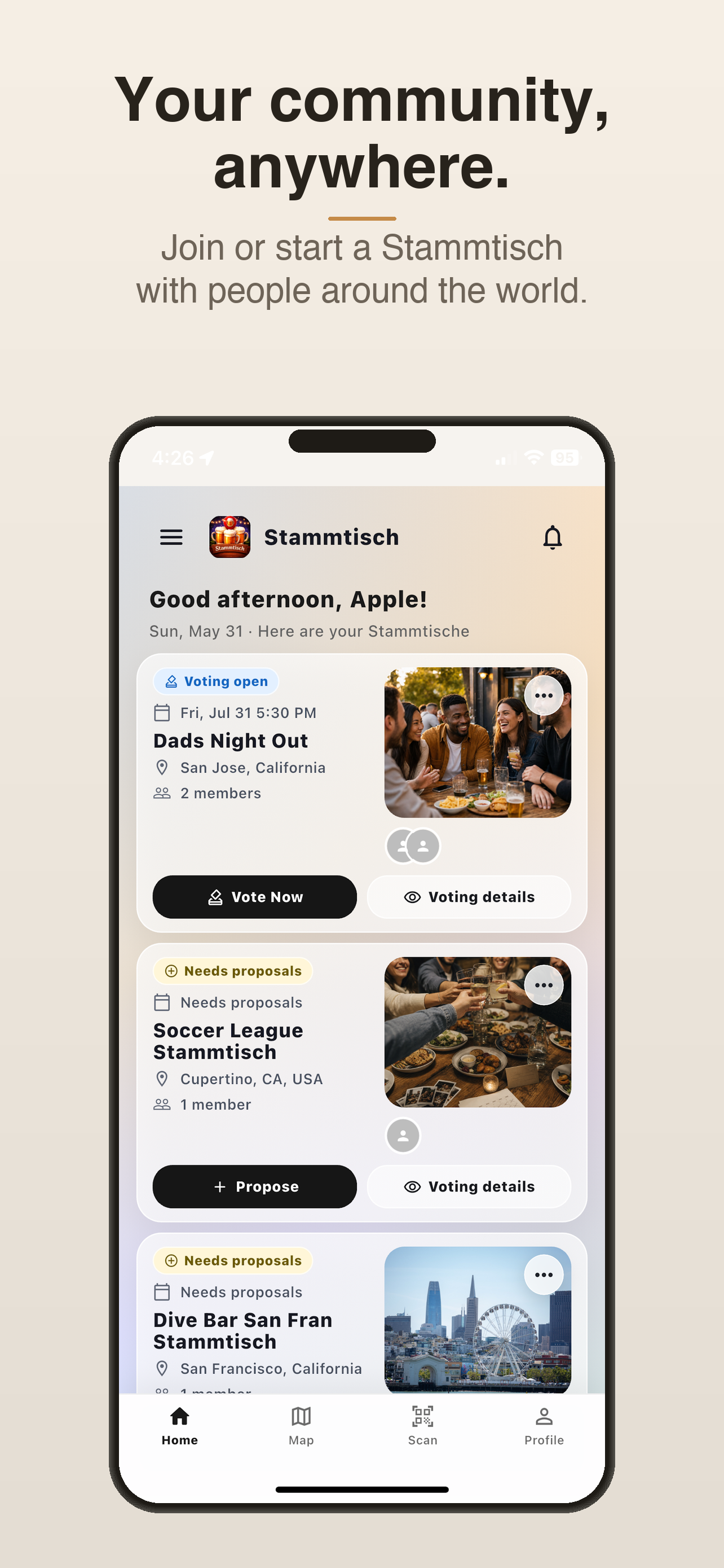 Coordinate dates, places, votes, and chat