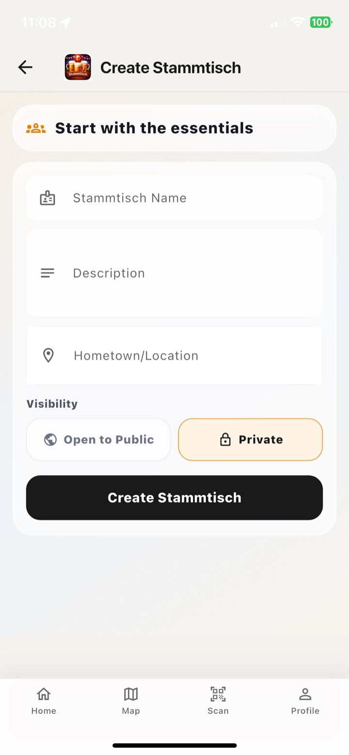 Create a Stammtisch group in the app